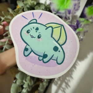Cute Bulbasaur Vinyl Sticker | 3 Options | Kawaii Art | Digital Art Laptop Decal | Anime Sticker