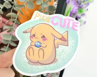 Kawaii Pikachu Vinyl Sticker | Laptop Decal, Anime Art