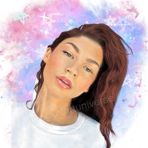 Zendaya Digital Star Galaxy Portrait | Printable Art | Digital Print | Instant Download | Wall Art