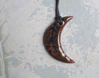 Moon pendant, Dark Moon, ceramic pendant