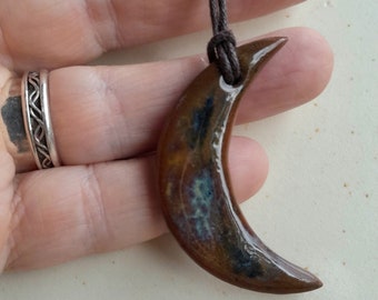 Moon pendant, moon jewellery, Vegan pendant. Clay aromatherapy necklace, Essential Oil Diffuser pendant