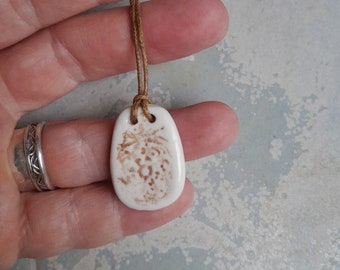 Ceramic pendant, clay necklace, wedding, boho