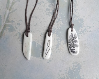 Set of 3, porcelain pendants, choker necklaces