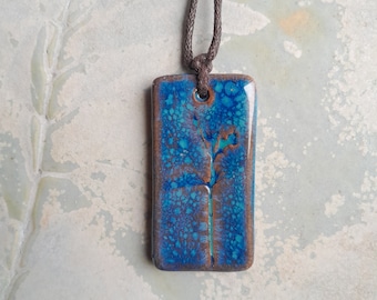 Dappled blue, diffuser pendant, Valentine ceramic necklace