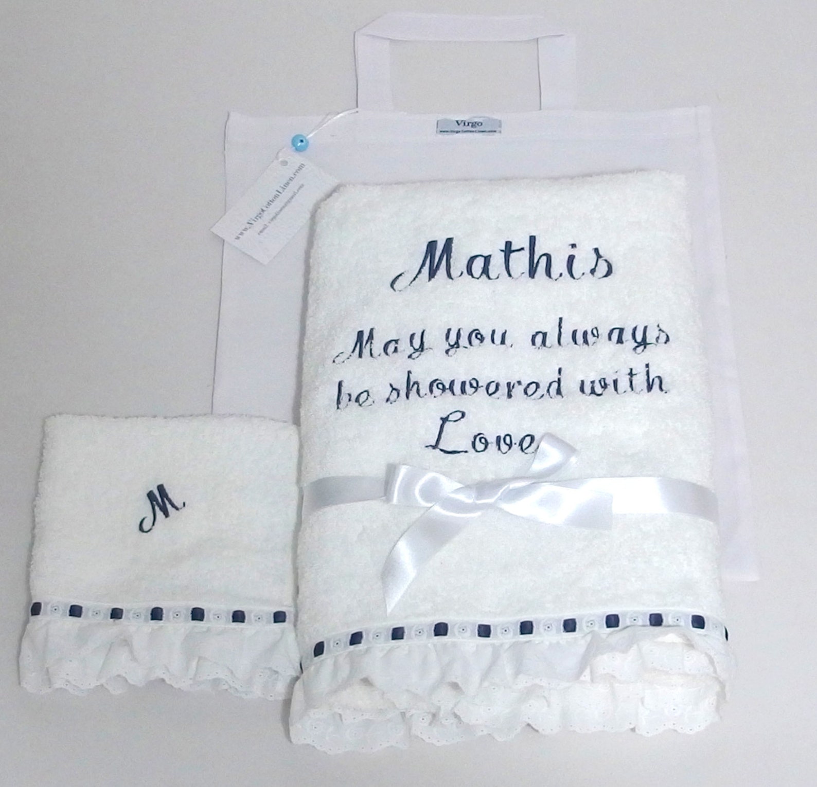2 Pieces Towel Set Baby Shower Gift Personalized Baby Towel Etsy