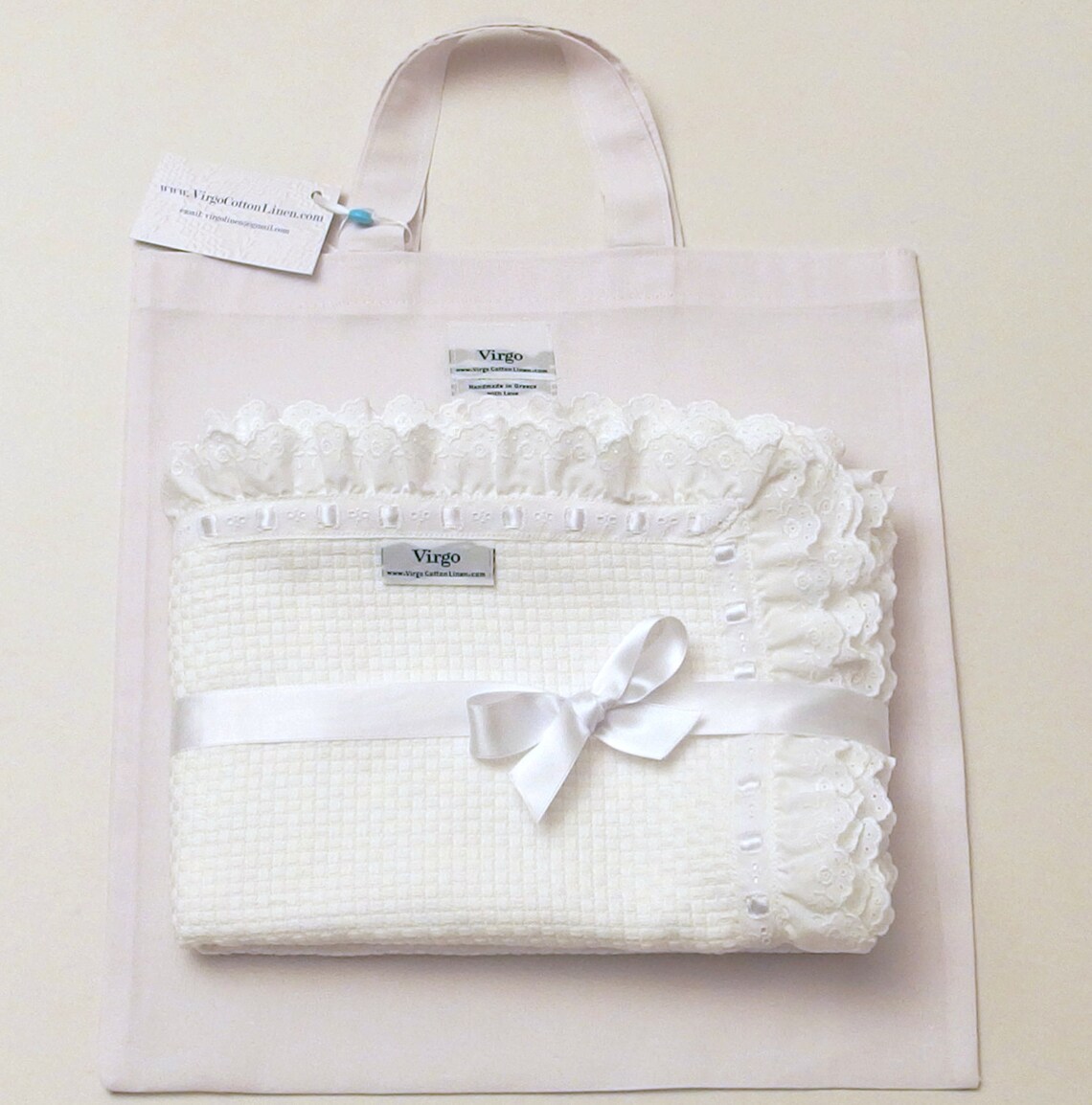 Baptism Blanket Baby Blanket Lace Blanket Cotton White Etsy