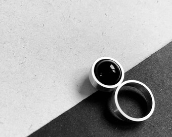 ATMA * Circles & Spheres * Black Onyx ring amulet