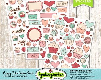 Printable Stickers | Cuppy Cake Value Pack | Printable | Paper Craft