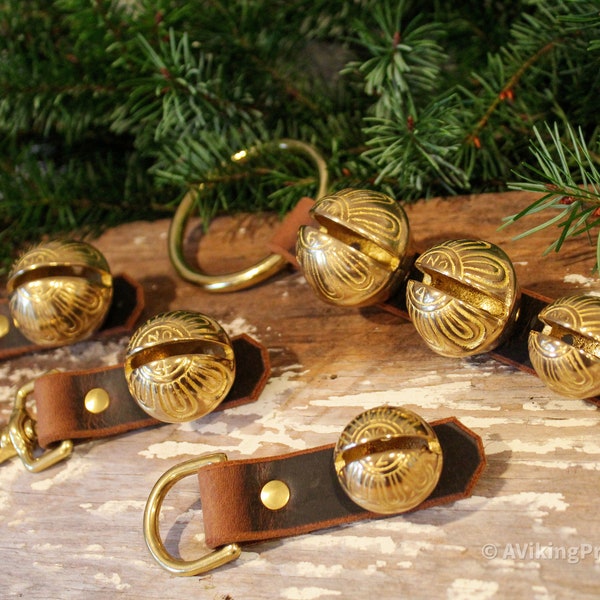 Brass Sleigh Bells - D Ring, Scissor Clip or Door Hanger - Large, Medium, Small or Triple