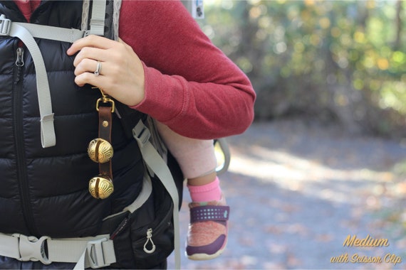 Bear Bell - Double Brass or Silver (Chrome) with D Ring or Scissor Clip - Two Medium or Two Small Bells