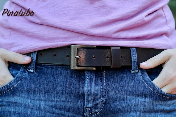 Handmade 1 1/4" Leather Belt - 5 Colors (Brown, Tan, Blue, Grey or Black)