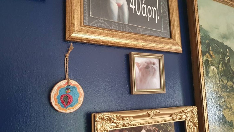 Vulva art woodslice vulva with gemstone cl!t