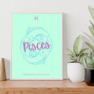 Pisces Zodiac Print | Zodiac Gift | Pisces Printable | Astrology Print