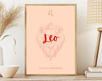 Leo Art Print Zodiac Wall Hanging Digital Print