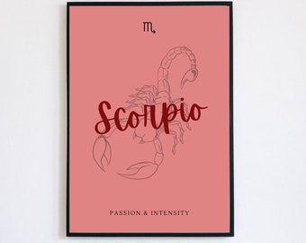 Scorpio Zodiac Print | Zodiac Gift | Scorpio Printable | Astrology Print