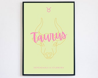 Taurus Zodiac Print | Zodiac Gift | Taurus Printable | Astrology Print