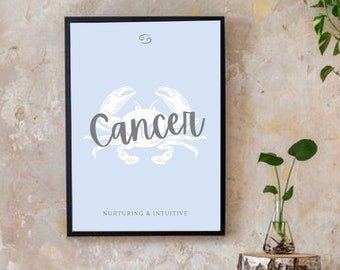 Cancer Astrology Zodiac Art Print Digital