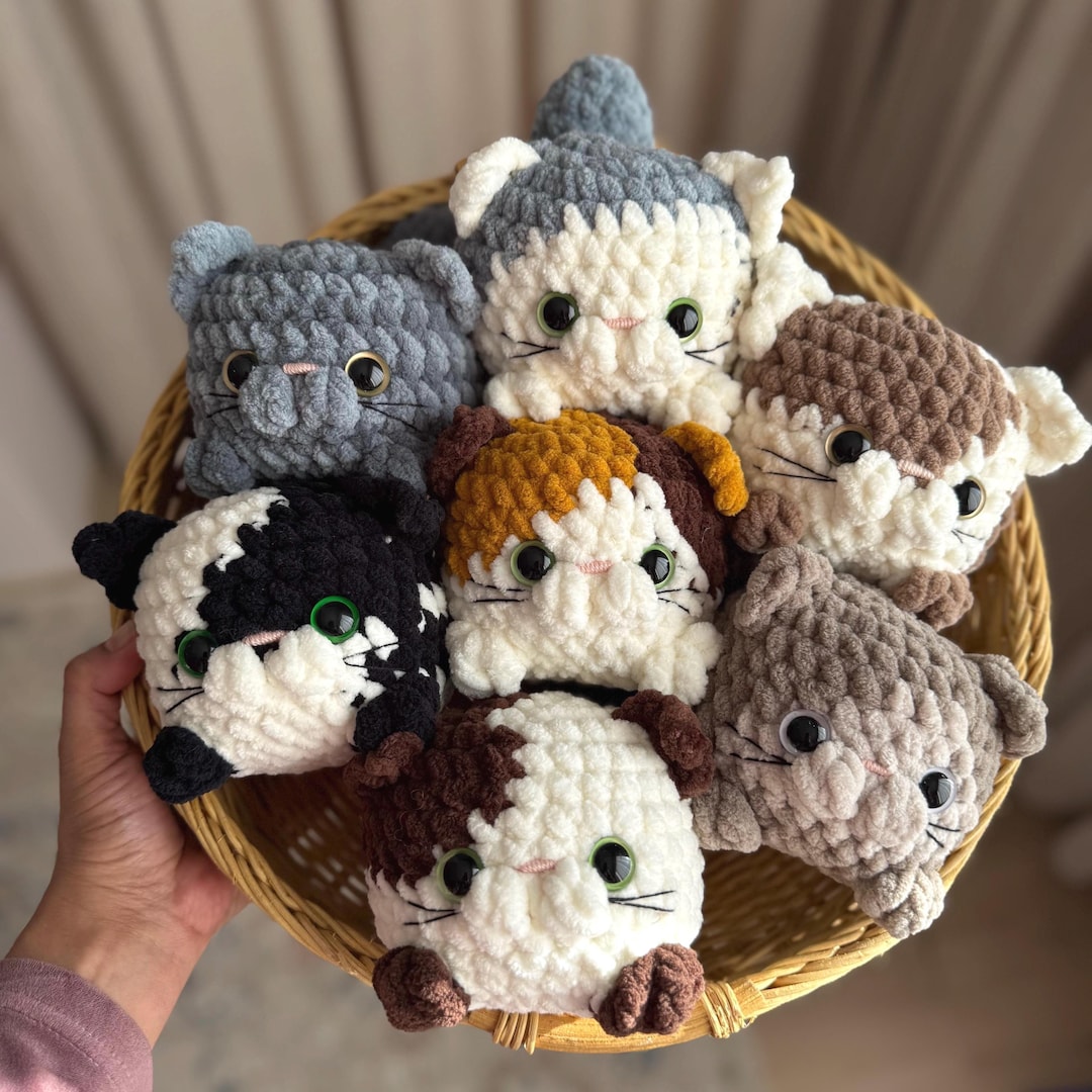 No Sew Crochet Cat Plushie Pattern Set Easy Adorable Amigurumi Bundle ...