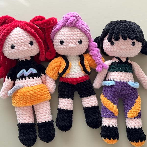 Patrón de ganchillo para muñecas K-Pop de terciopelo: Muñeca de ídolo pop adorable, tutorial de amigurumi de peluche suave, patrón de muñeca de terciopelo DIY