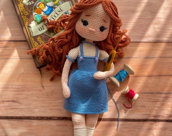 Amigurumi cute red hair doll english and spanish pattern pdf