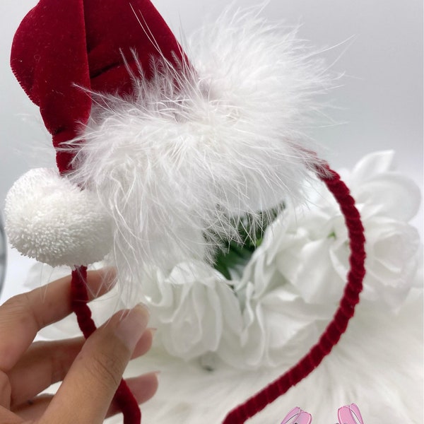 Santa Claus Hat Headband / Girls Headband/ Christmas Headband/ Teen Headband/ Adult Headband / Girls Bows / Christmas Bow