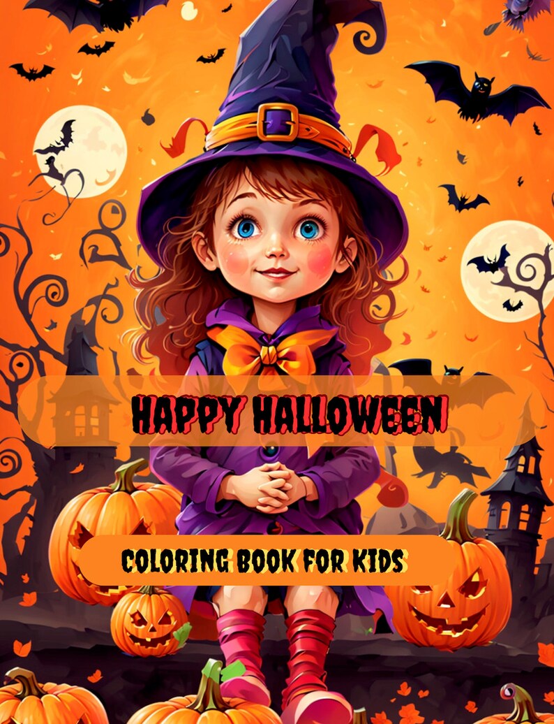 EXCLUSIVE Halloween Coloring Book Cover for Kids Coloring Book Etsy