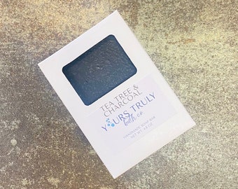 Barra de jabón de árbol de té y carbón activado - Jabón negro - Jabón de árbol de té - Jabón de carbón activado