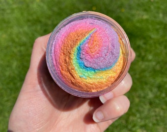 Unicorn Kisses Rainbow Whipped Sugar Scrub - Fruity Whipped Sugar Scrub - Rainbow Foaming Sugar Scrub