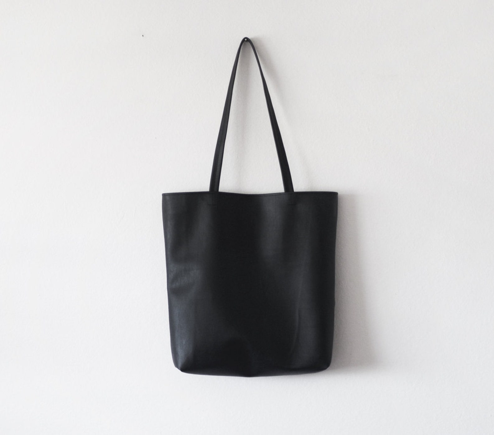 Large Simple Leather Tote Bag Etsy