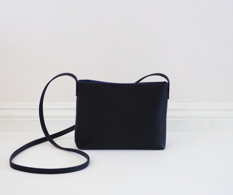 Minimalist Black Leather Crossbody Bag With Closure Etsy
