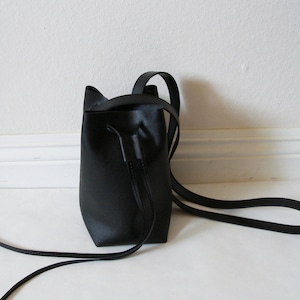 Mini vegan leather bucket bag