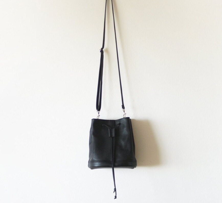 Faux Leather Black Backpack Shoulder Bag with Mini Bucket Bag Set Amazon.com: Women Cute Mini Leather Backpacks, Convertible  main image 4
