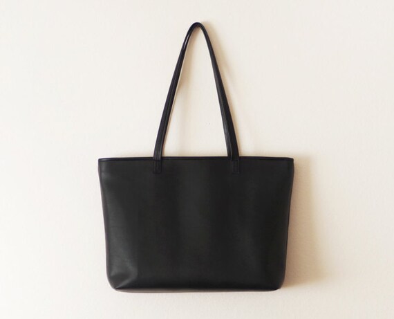 black tote handbag with zip