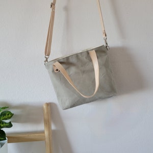 Tiny waxed crossbody bag with vegetable tan straps image 3