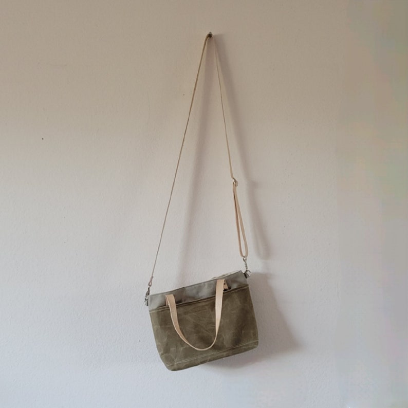 Tiny waxed crossbody bag with vegetable tan straps image 6