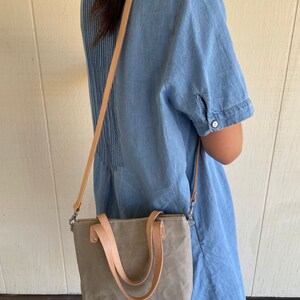 Tiny waxed crossbody bag with vegetable tan straps image 7