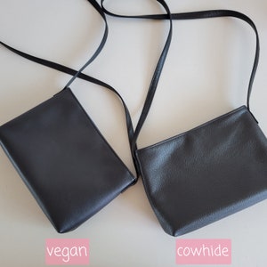 Simple black leather crossbody bag with zipper image 8