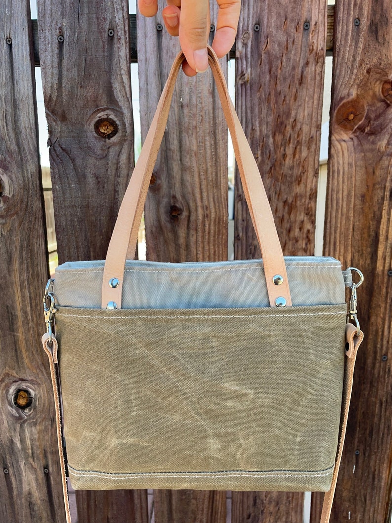 Tiny waxed crossbody bag with vegetable tan straps image 2