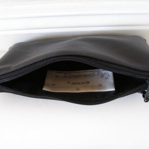 Small black cowhide leather wristlet clutch image 7