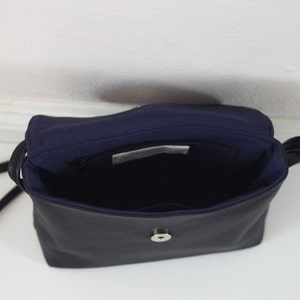 Black small black leather crossbody bag with flap image 5