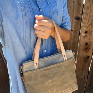 Tiny waxed crossbody bag with vegetable tan straps image 4