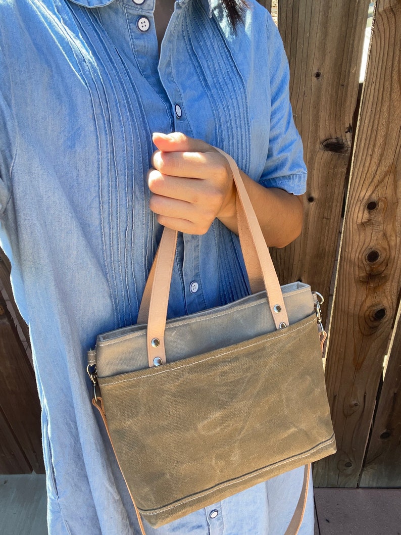 Tiny waxed crossbody bag with vegetable tan straps image 4