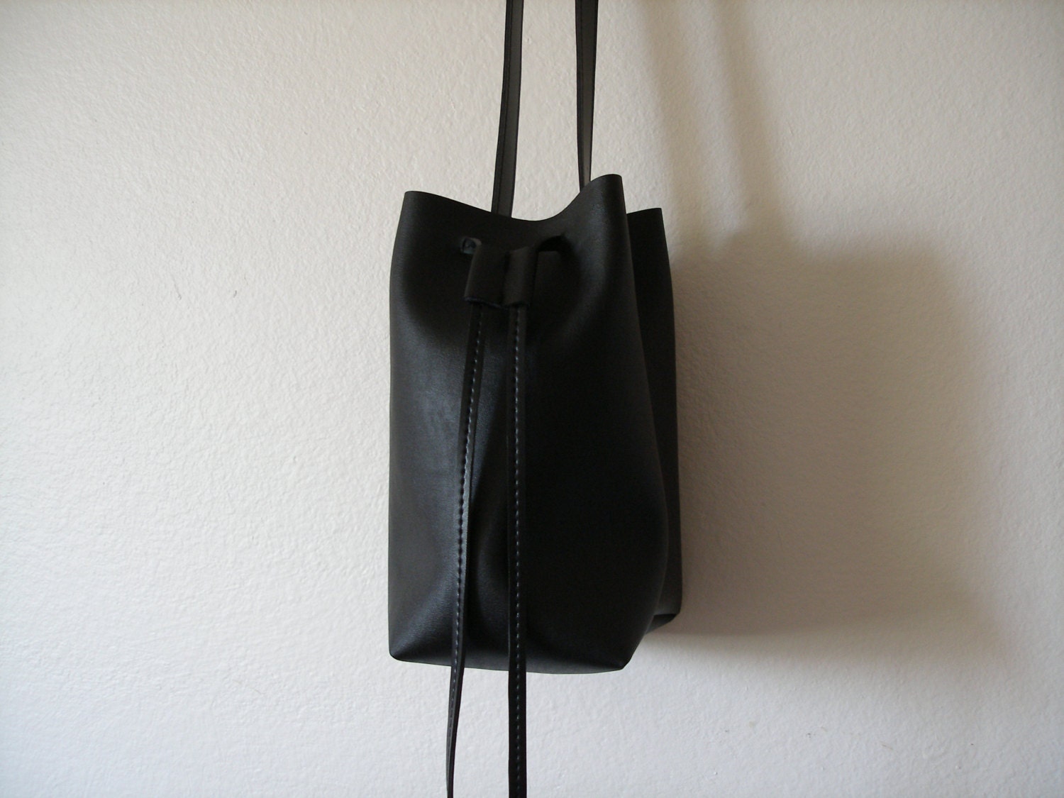 Mini Leather Bucket Bag on Chain