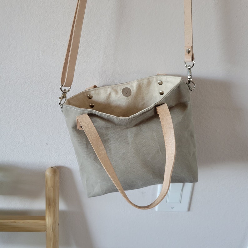 Tiny waxed crossbody bag with vegetable tan straps image 9