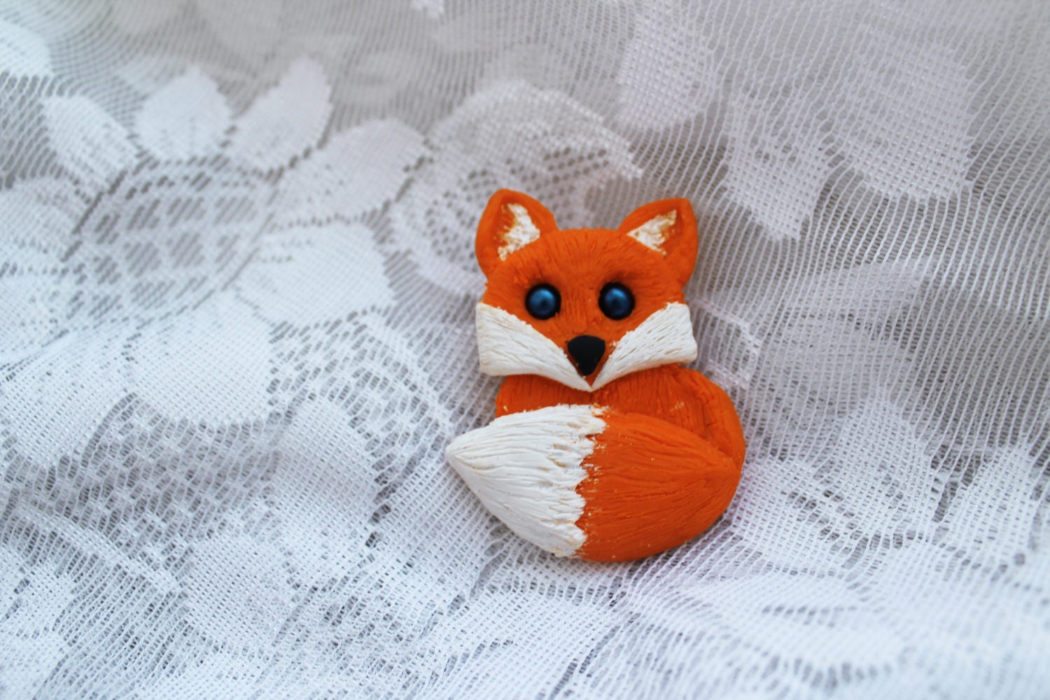 Orange Fox brooch animal Cute fox accessories pin Fox totem Etsy