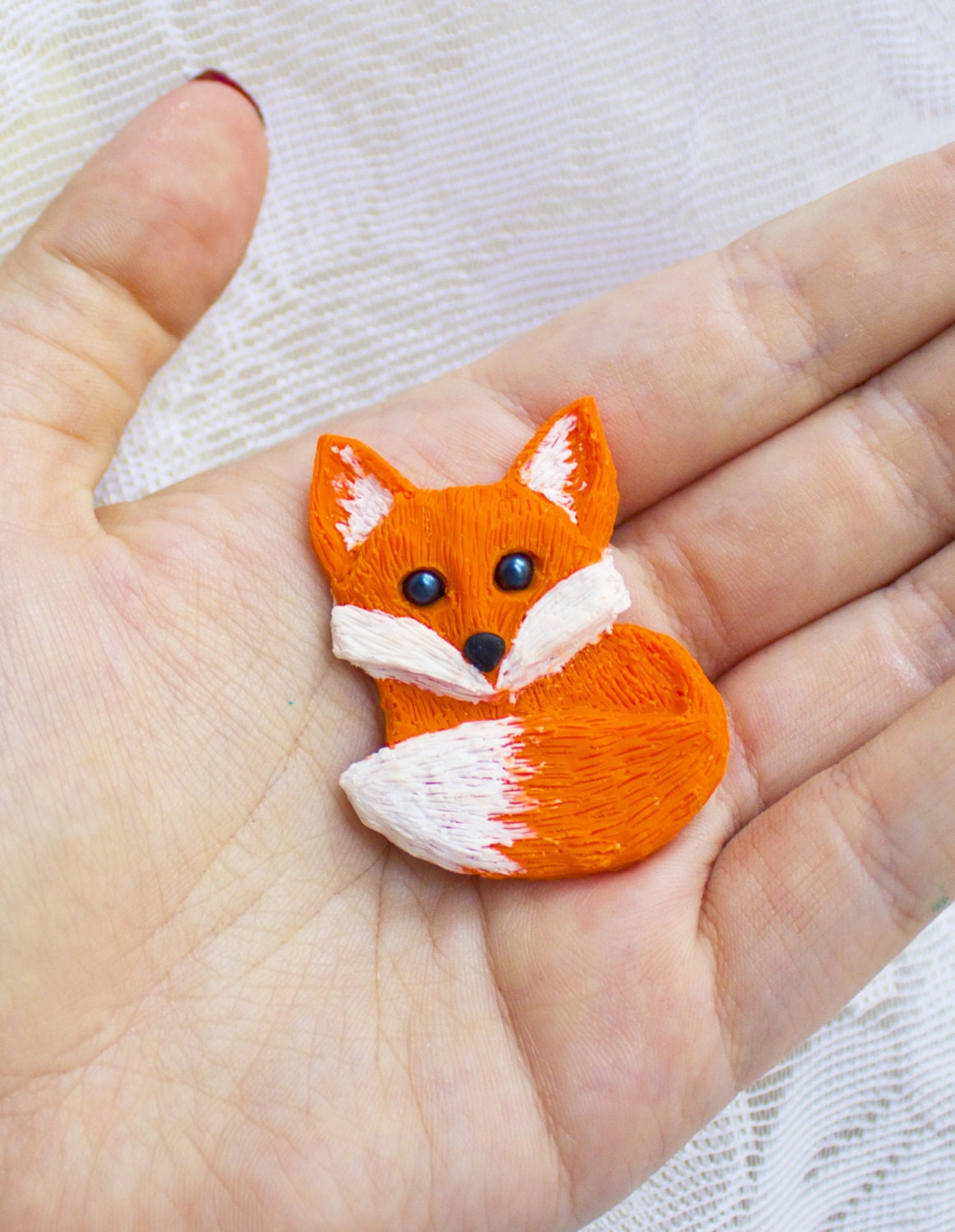 Orange Fox brooch animal Cute fox accessories pin Fox totem Etsy