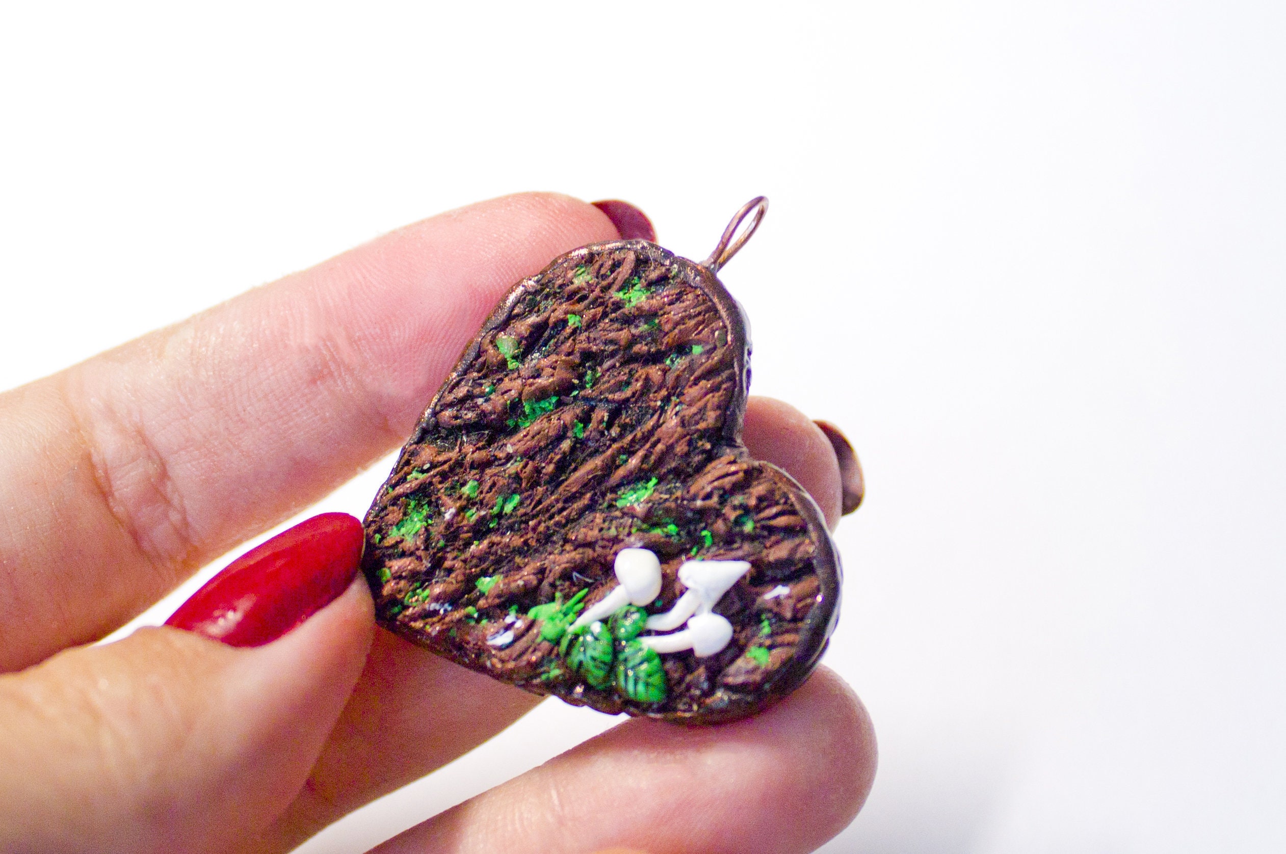 Wooden Heart Pendant Witch Toadstool Druid Jewelry Tree Branch Etsy