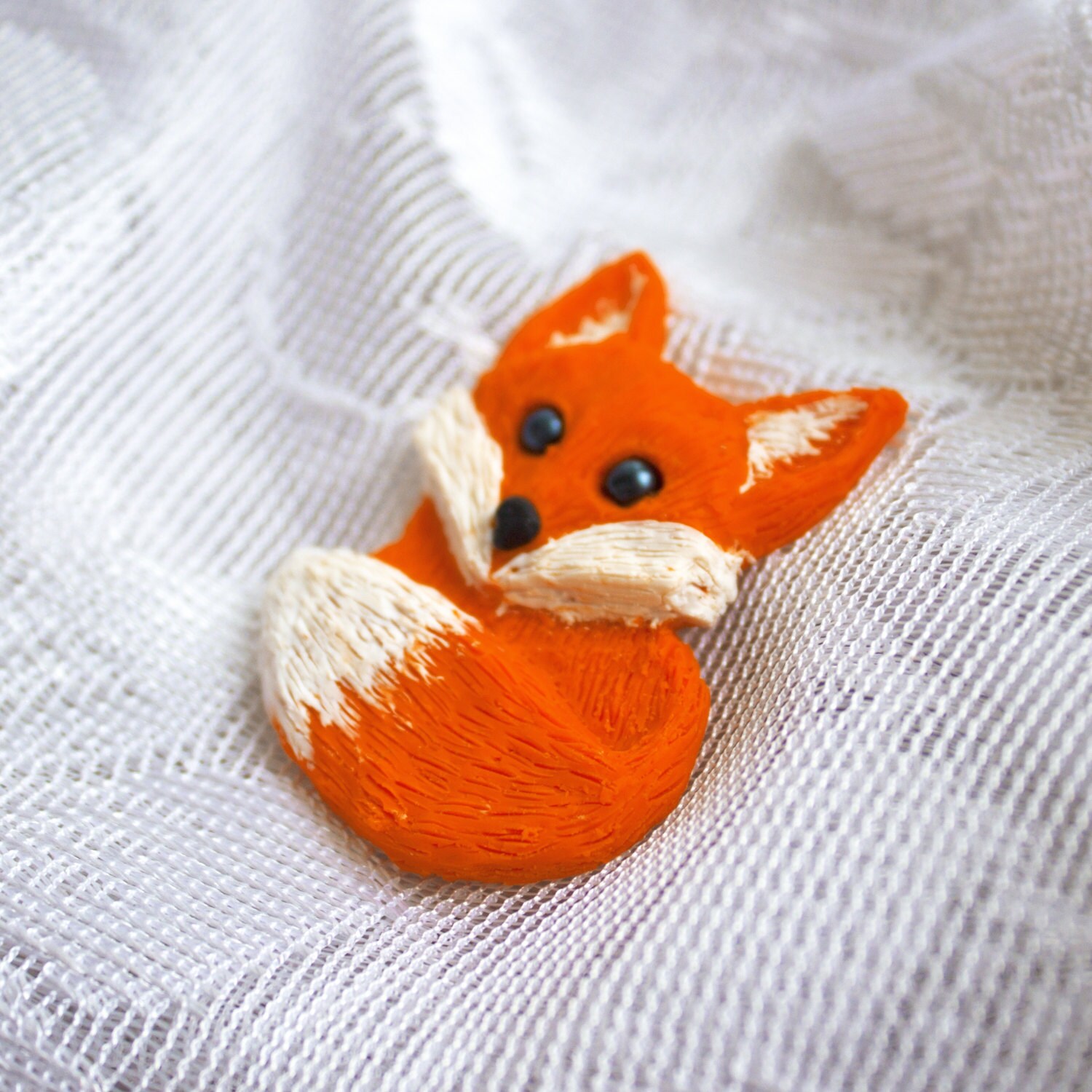 Orange Fox brooch animal Cute fox accessories pin Fox totem Etsy