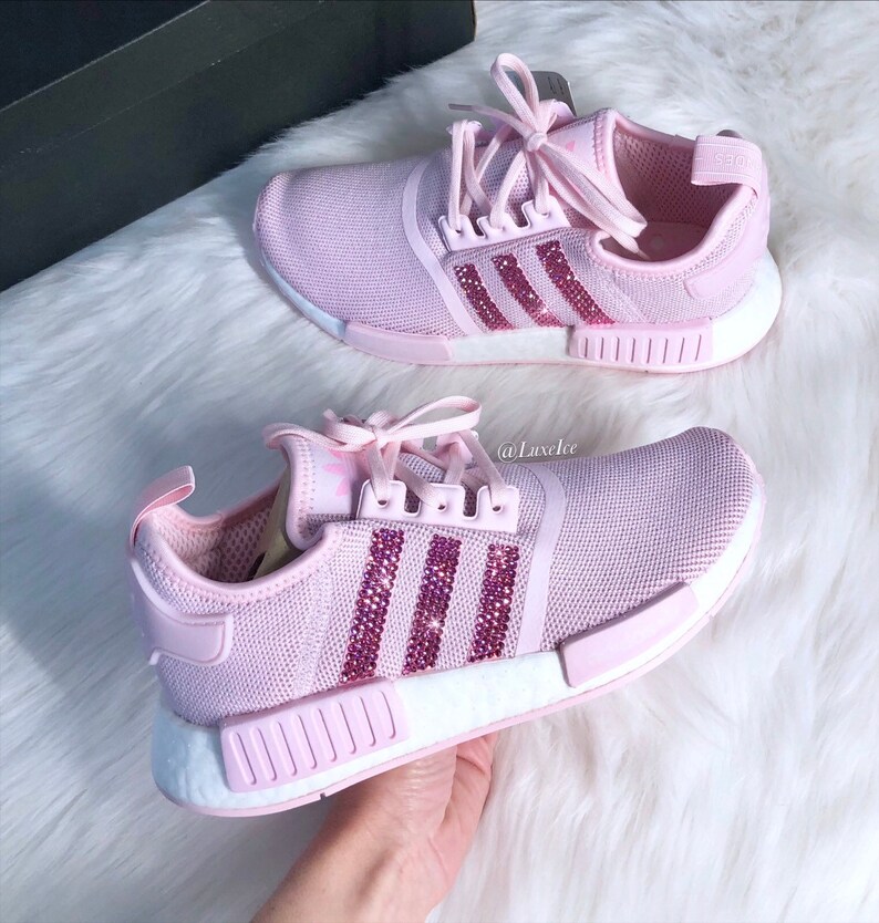 Swarovski Adidas Womens Girls NMD R1 customized with Rose Pink Bling SWAROVSKI® Xirius Rose Cut Crystals. Swarovski Adidas Womens Girls NMD R1 customized with Rose Pink Bling SWAROVSKI® Xirius Rose Cut Crystals.