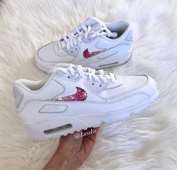Nike Air Max 90 White customized with Ombré SWAROVSKI® Xirius Rose Cut Crystals. Nike Air Max 90 Black customized with Rose Gold SWAROVSKI® Xirius Rose Cut Crystals.